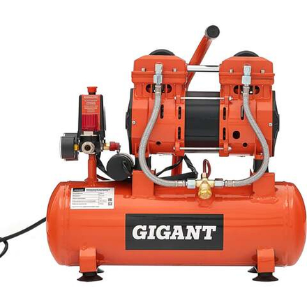 Безмасляный малошумный компрессор (9 л; 8 бар; 195 л/мин) Gigant GSWK-9/1400