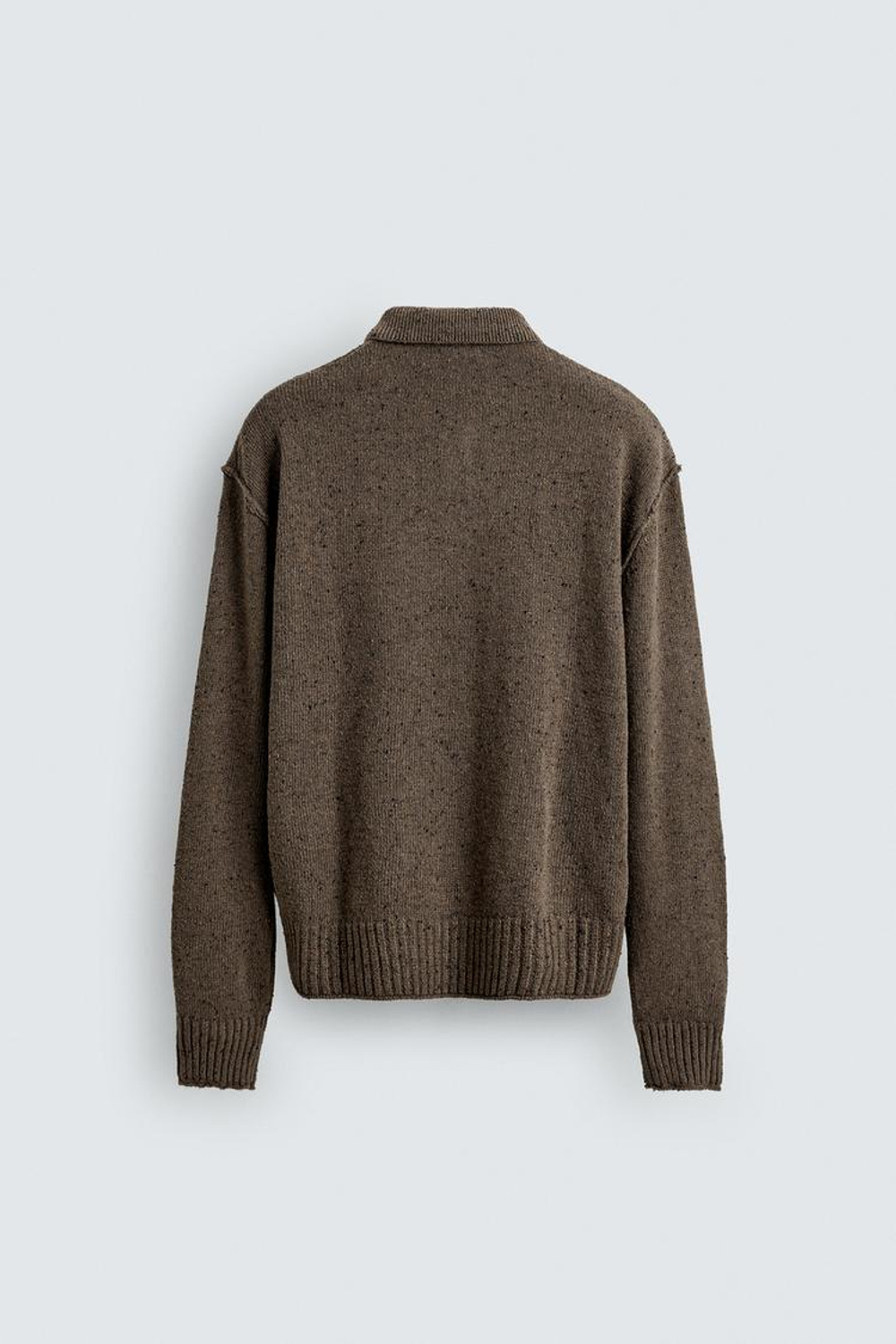 ZARA ТРИКОТАЖНОЕ ПОЛО СВОБОДНОГО КРОЯ, КОРИЧНЕВЫЙ