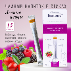 TEATONE, черный чай премиум качества с ягодами,15 стиков