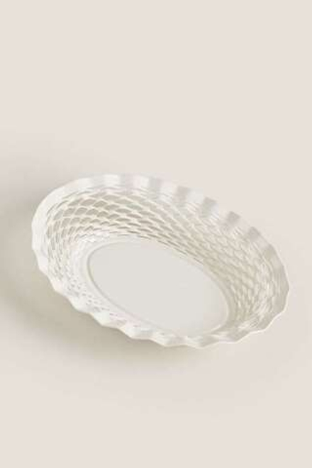 ZARA HOME МЕТАЛЛИЧЕСКАЯ ЧАША С АЖУРНЫМ КРАЕМ, КРЕМОВЫЙ