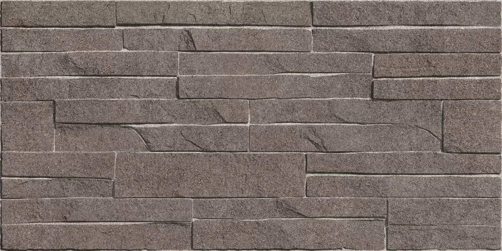 Настенная плитка Alma Ceramica TWU2550DCV24 Discover 24.9x50 коричневая глянцевая / рельефная под камень / под кирпич