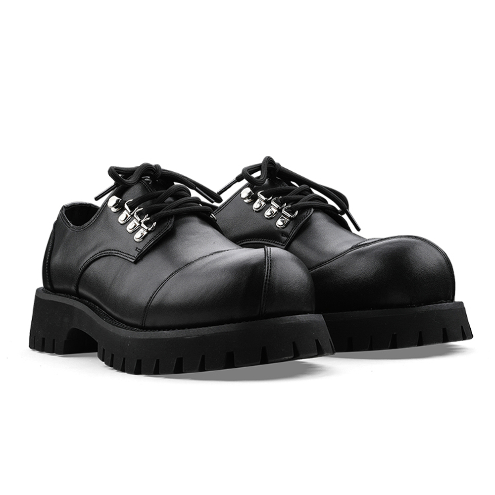 HANQIAORIJI Black Blood Collection Cow Split Leather Casual Leather Shoes Unisex Black