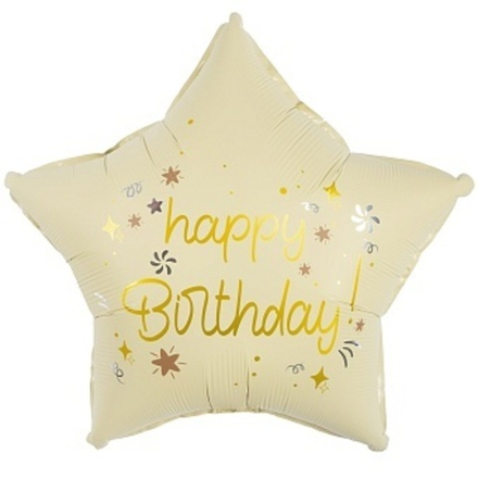 К 18'' Звезда С Днем Рождения Кремовый Сатин 40 см.
