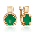 Серьги с английским замком из красного золота с агатом