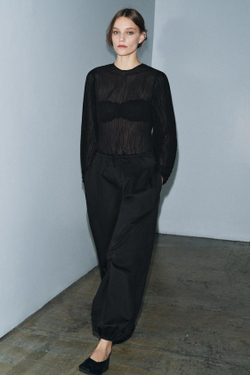 ZARA БРЮКИ-БОМБЕРЫ ZW COLLECTION, ЧЕРНЫЙ