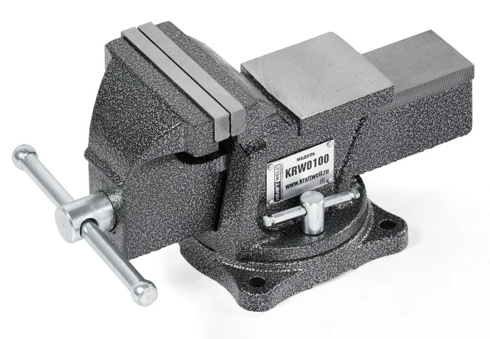 KraftWell KRW0100 Тиски слесарные вращающиеся 100 мм
