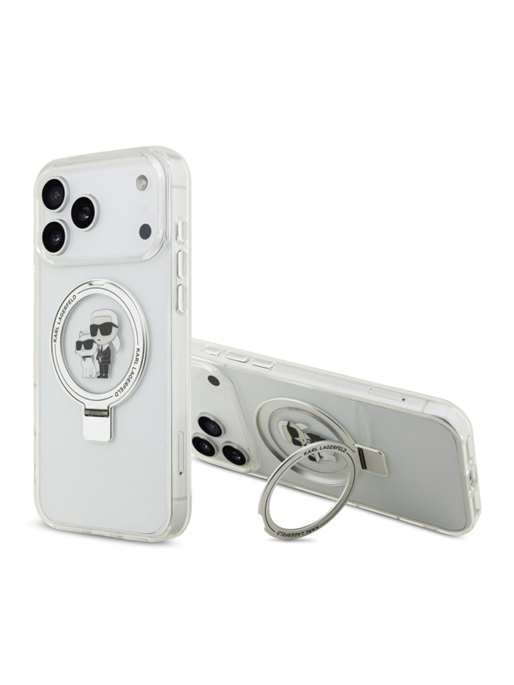 Lagerfeld для iPhone 17 Pro Max чехол IML + Ring stand NFT Karl & Choupette Hard Transparent (MagSafe)
