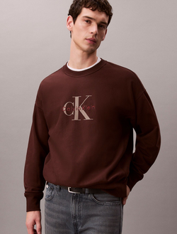 Свитшот Calvin Klein Premium Terry Monogram Logo Relaxed Rich Brown