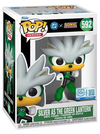 Фигурка Funko POP! Heroes DC х Sonic the Hedgehog Silver as the Green Lantern (592) 88904 / Фигурка Фанко ПОП! по мотивам серии игр "Соник", Сильвер