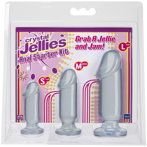 Набор прозрачных анальных пробок 3шт Doc Johnson Crystal Jellies Anal Starter Kit Clear 0283-21-CD