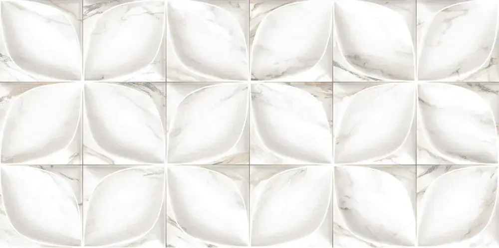 Настенная плитка ALMA Ceramica TWU09LAR014 Laura 50x24.9 белая глянцевая рельефная под мозаику