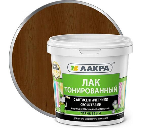 Лак в/д Лакра тонированный 0,9кг рябина