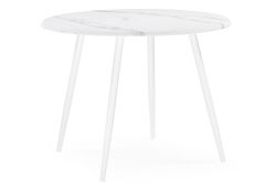 Деревянный стол Абилин 100х76 мрамор белый / белый матовый