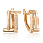 Серьги с английским замком из красного золота с фианитами