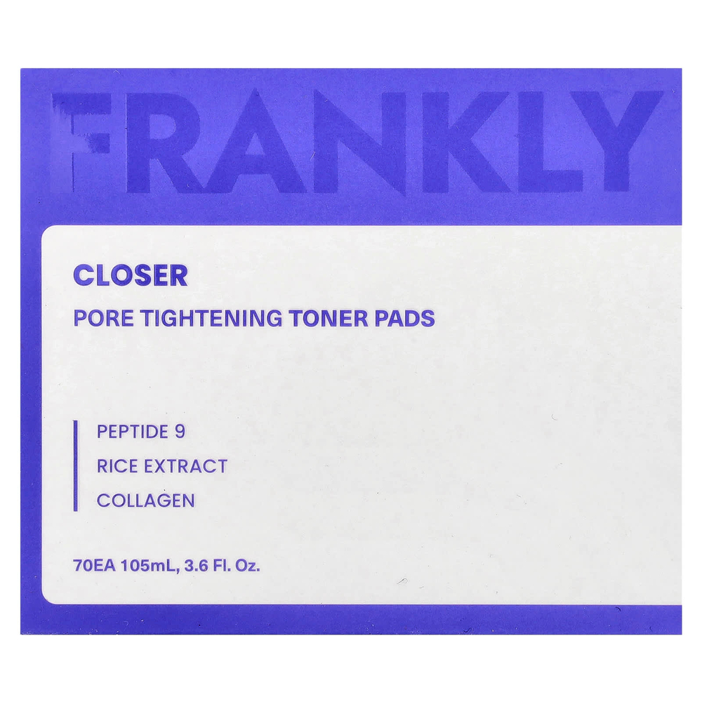 Frankly, Тонер-салфетки для сужения пор Closer, 70 шт., 105 мл (3,6 жидк. Унции)
