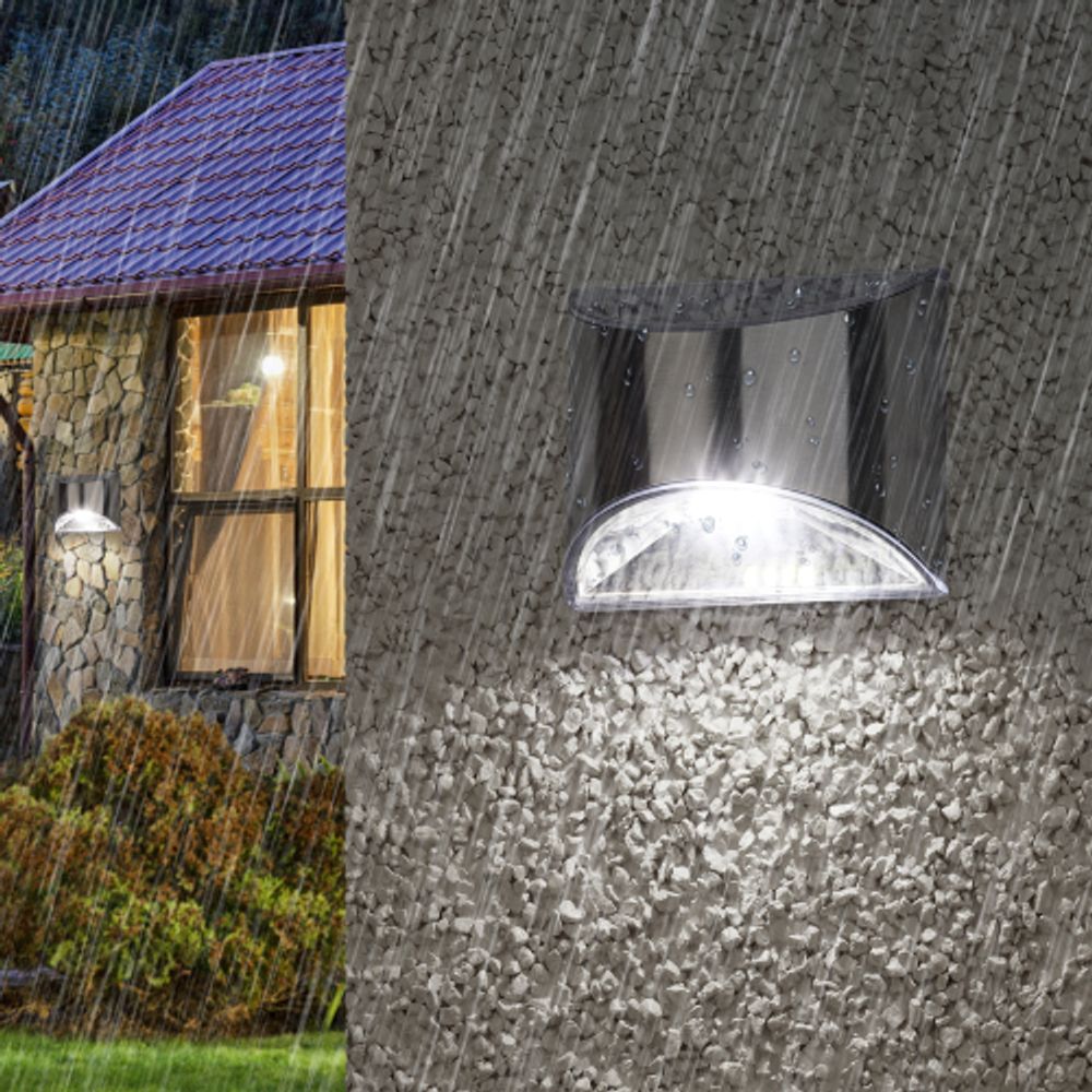 Светильник уличный ЭРА ERAFS024-38 на солнечных батареях настенный фасадная подсветка Хром, 4LED, 8 lm