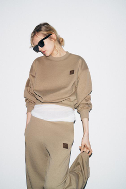 ZARA ШИРОКИЕ БРЮКИ ИЗ МЯГКОЙ ТКАНИ, РЫЖЕВАТО-КОРИЧНЕВЫЙ