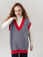 Жилетка для девочки в школу 953 индиго-коралл