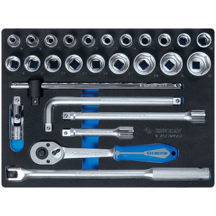 Цена на KING TONY (9-4527MRV02) Набор торцевых головок 1/2" с принадлежностями, ложемент, 27 предметов