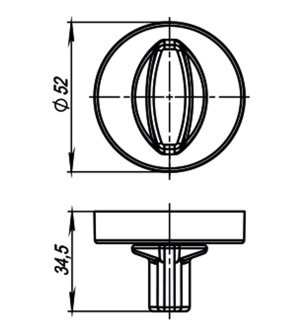 Ручка поворотная BK6.R.URB52 (WC-BOLT BK6/URB) BPVD-77 вороненый никель