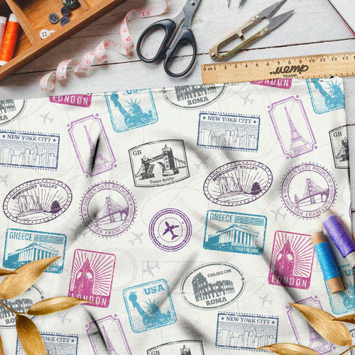 Ткань интерлок марки из путешествий