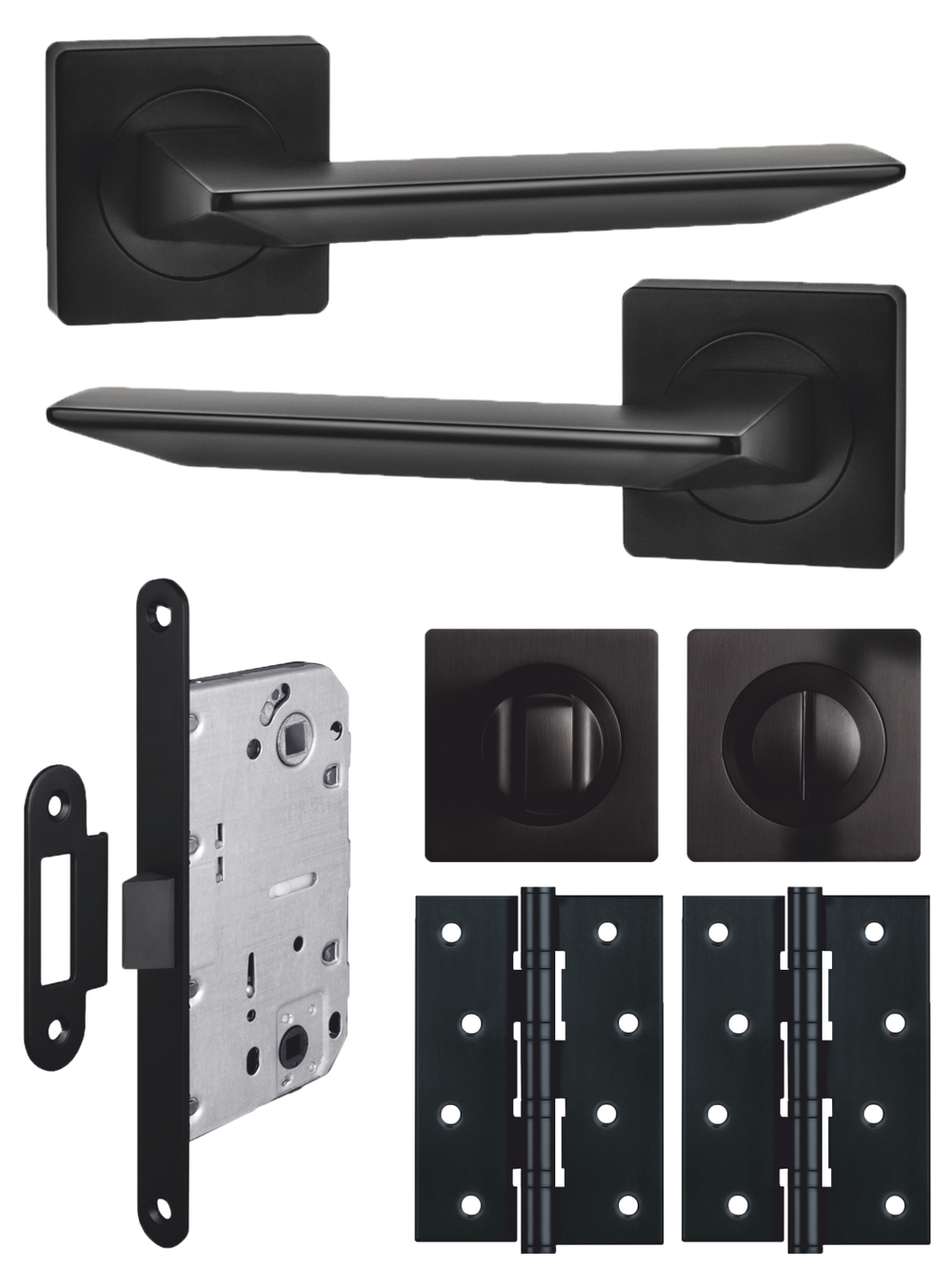 Межкомнатная дверная ручка с замком и петлями