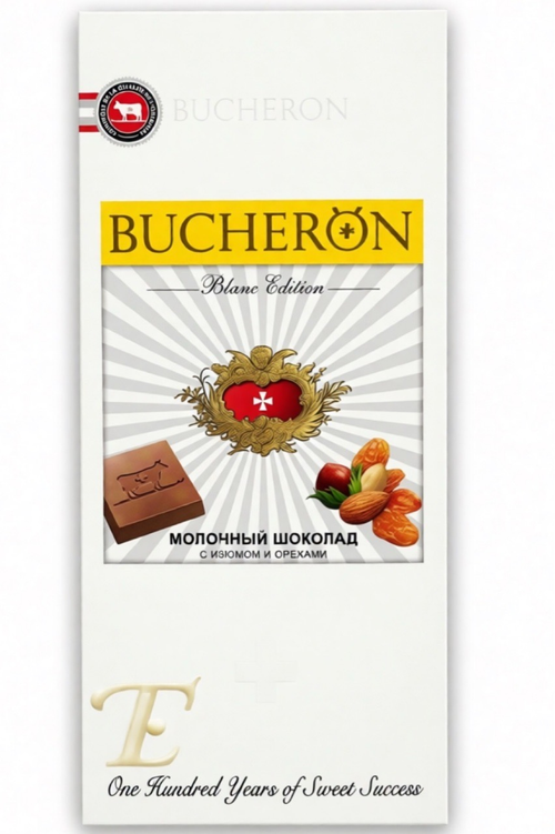 ШОКОЛАД BUCHERON BLANC EDITION МОЛОЧНЫЙ ИЗЮМ ОРЕХИ 85Г/60