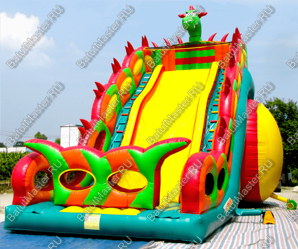 Батут-горка "Дракон 3" с шипами, два входа 11*6*8,5 м