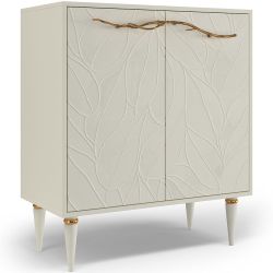 Комод Арт Колор leaves Классик Голд с 2 полками Кремовый Белый