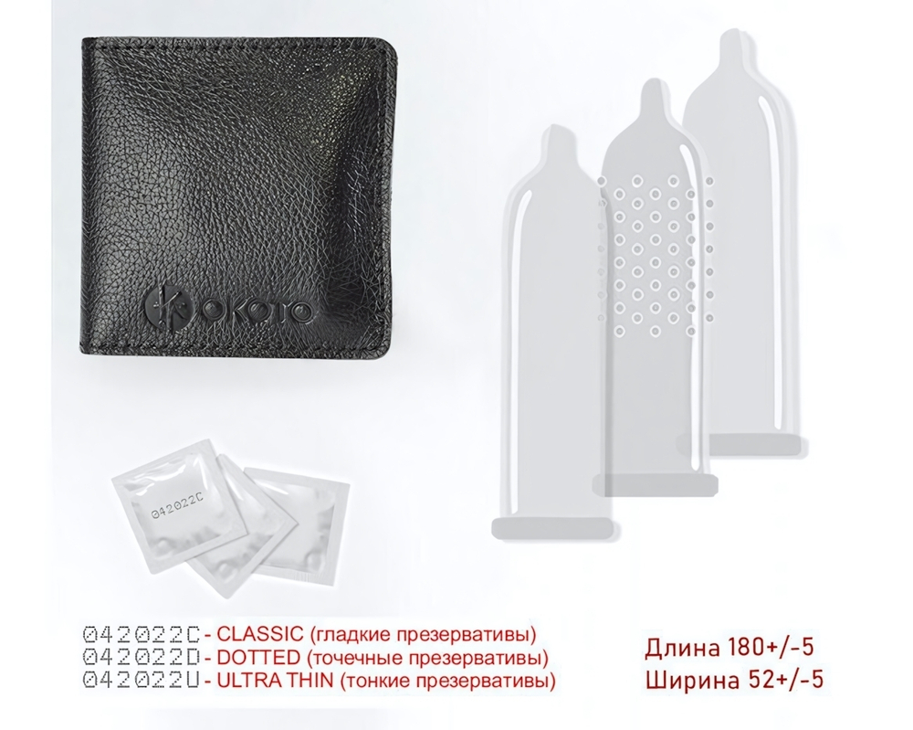 Кондомхолдер с презервативами OKOTO MIX, №3 (Цвет: черный)
