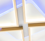 Потолочный светодиодный светильник 110Вт, 5240лм, 3000-6000K, Ra>80, плавная регулировка мощности, изменение цветовой температуры, подсветка основания, ночник, пульт, металл/акрил/силикон, золото