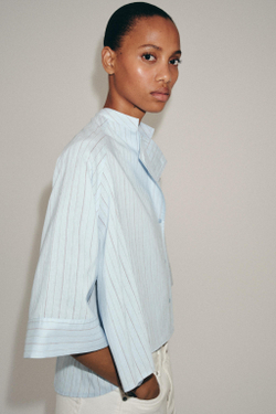 ZARA РУБАШКА В ПОЛОСКУ — ZW COLLECTION, СИНИЙ