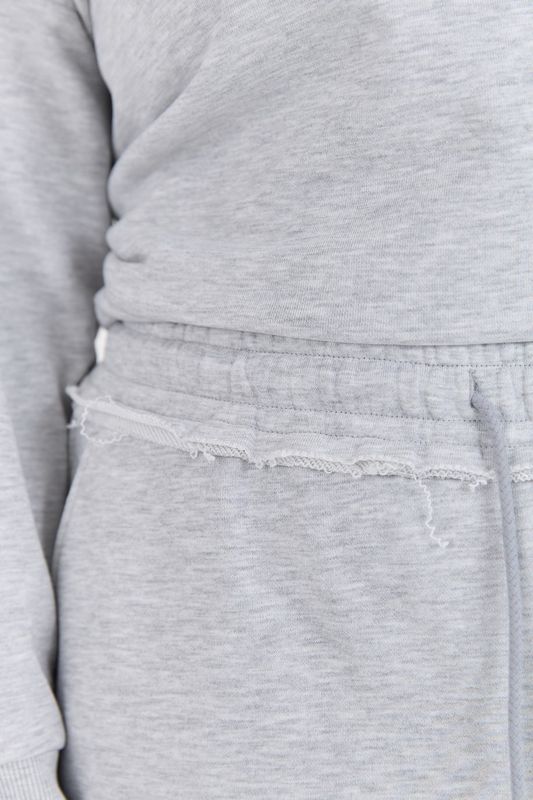 Брюки широкие из футера, серый