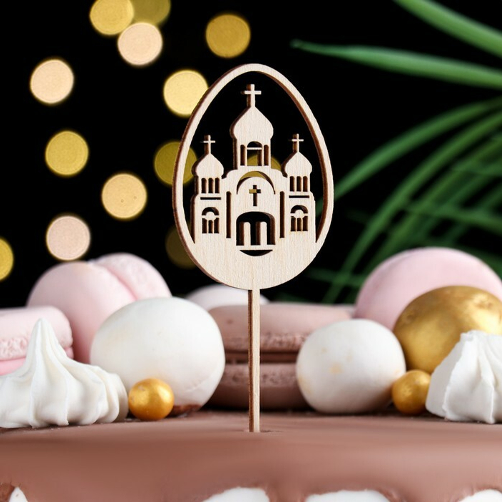 Топпер деревянный "Храм", 5х15 см