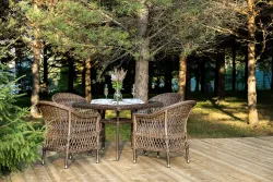 "Сицилия" обеденная группа плетеная, цвет коричневый