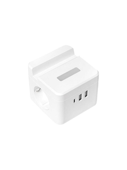 Удлинитель "Куб" 2х1.3м USB + 2Type C с быстрой зарядкой подставкой под телефон и ночником 1кв.мм EKF UBA-CUB-2-FC