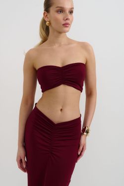 Топ с драпировкой из вискозы цвета бордо