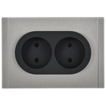 FORTE&PIANO Розетка 2-местная без заземления без защитных шторок безвинтовое крепление 10А FP726M металл никель IEK