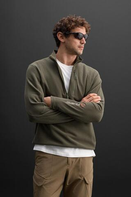 ZARA ТОЛСТОВКА POLARTEC © С ЗАСТЕЖКОЙ-МОЛНИЕЙ, ЗЕЛЕНЫЙ