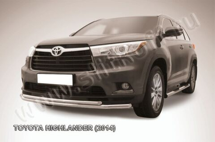Защита переднего бампера (нержавейка) Toyota Highlander (2014-2016) d57+d42
