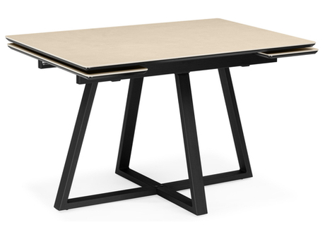 Керамический стол Woodville Памелла 120(180)х80 okara light yellow, черный