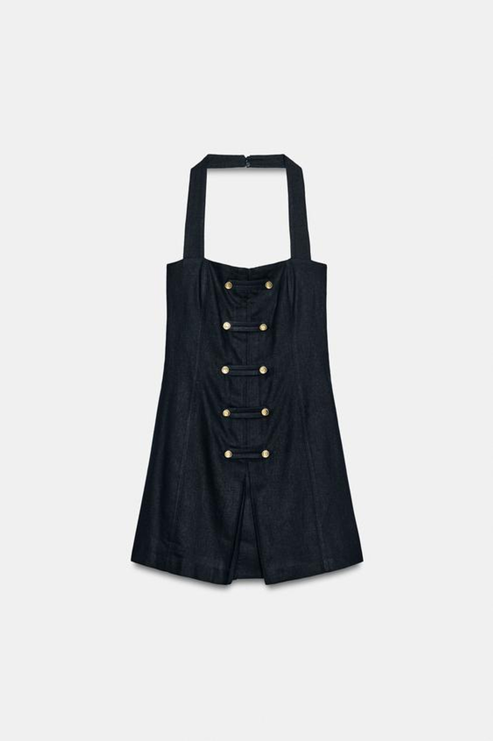 ZARA КОРОТКОЕ ПЛАТЬЕ С ЛЬНОМ, МОРСКОЙ СИНИЙ