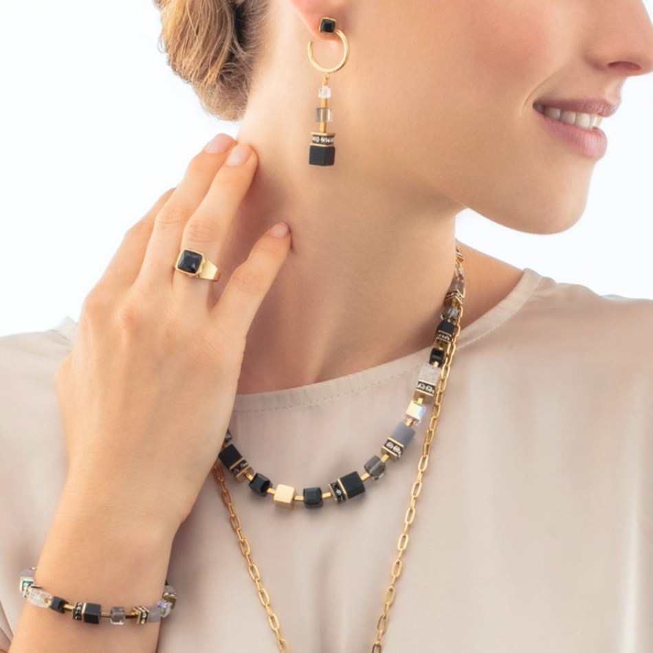 Серьги Coeur de Lion Black-Gold 3039/21-1316