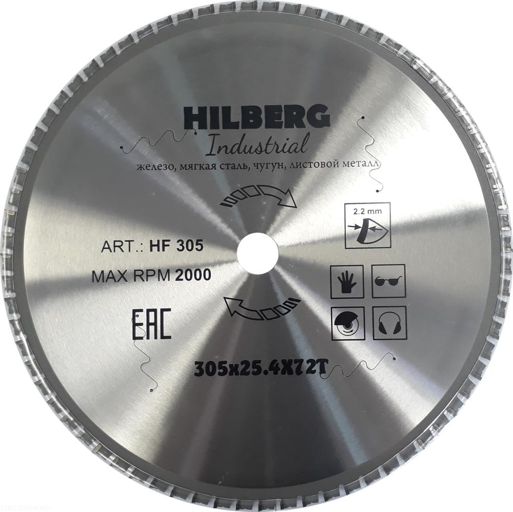 Диск пильный  Hilberg Industrial Металл 305*25,4*72Т HF305
