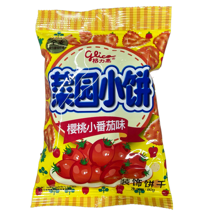 Крекеры Glico Cai Yuan со вкусом помидоров черри 80 г