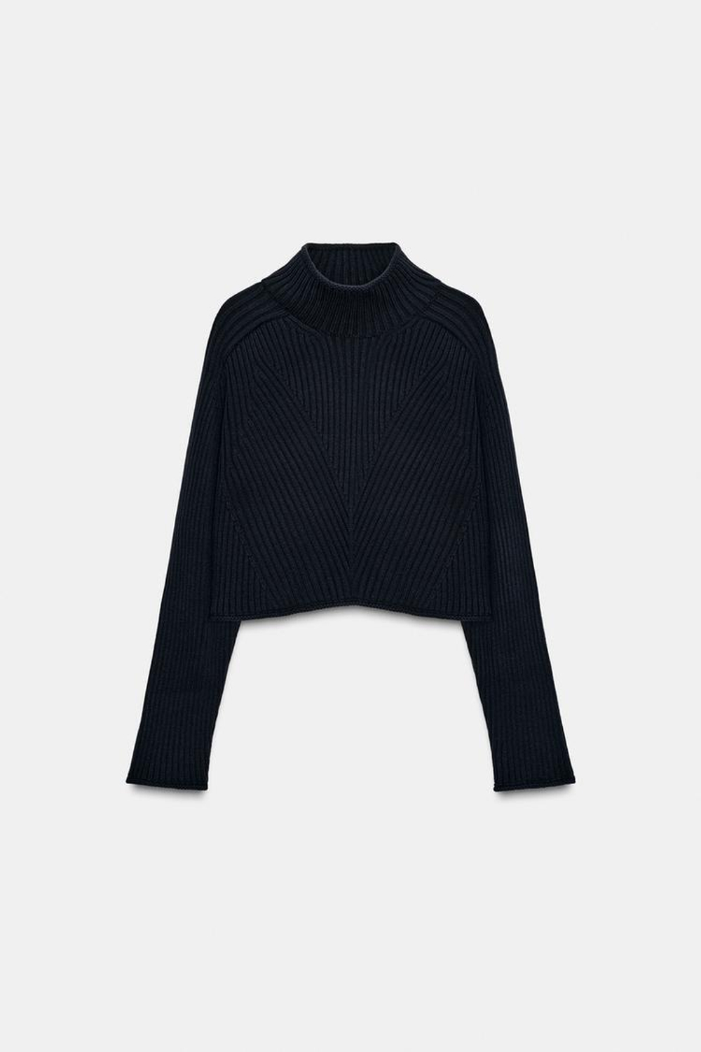 ZARA КОРОТКИЙ ДЖЕМПЕР В РУБЧИК, МОРСКОЙ СИНИЙ