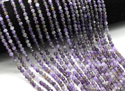 14155-4 Аметист шар огранка 4мм, нить 38см