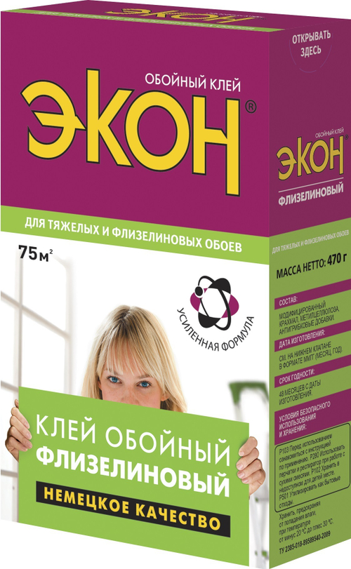 Клей обойный для флизелиновых обоев Экон Флизелиновый 470 г