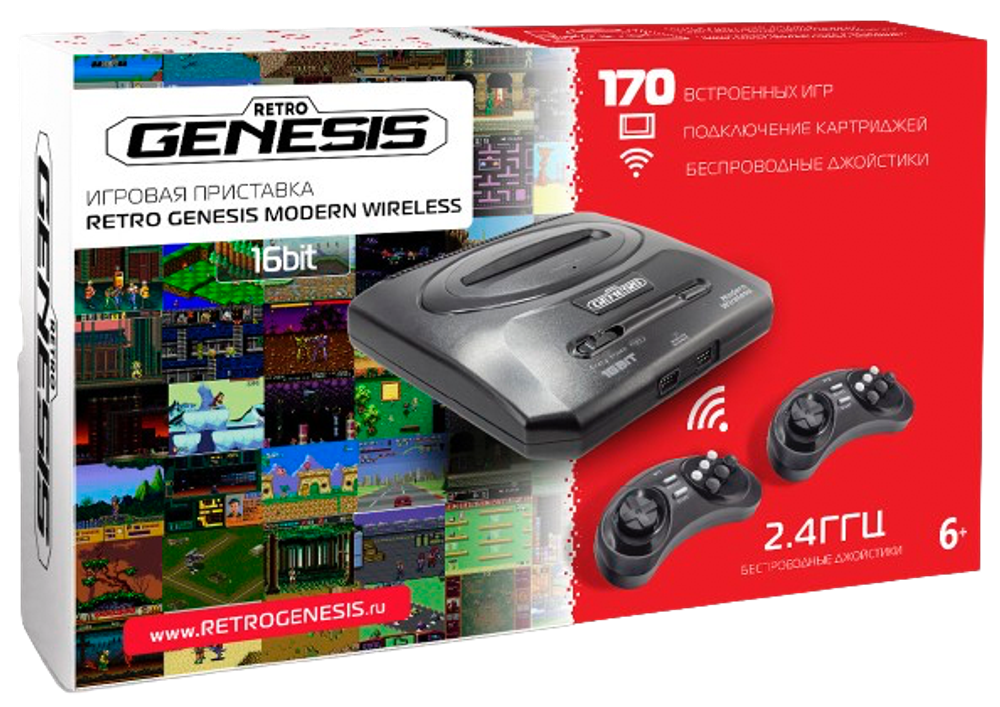 Sega Retro Genesis Modern Wireless (170 игр, AV-кабель, беспроводные геймпады)