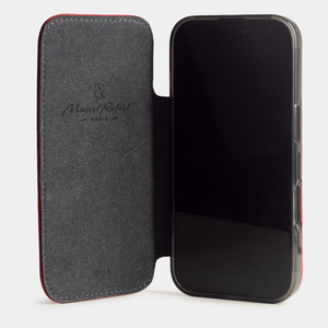 Чехол-книжка кожаная для iPhone 17, теленок красного цвета